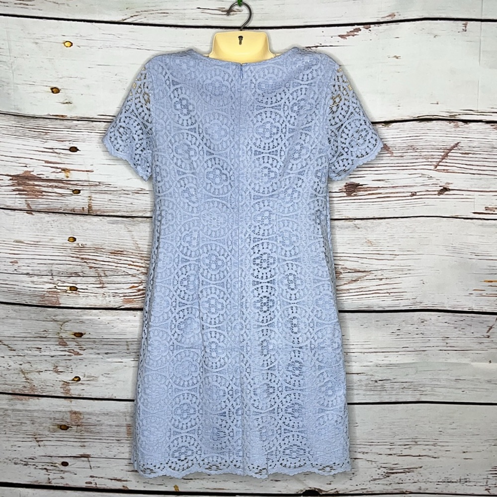 Ann Taylor Factory NWT Size 6 Sky Blue Lace Overlay Short Sleeve Dress - Picture 2 of 3